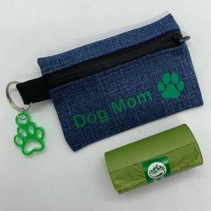 Dog Mom Waste Keychain Poop Bag Carrier Holder Plus 1 Roll Greener Walker Bags
